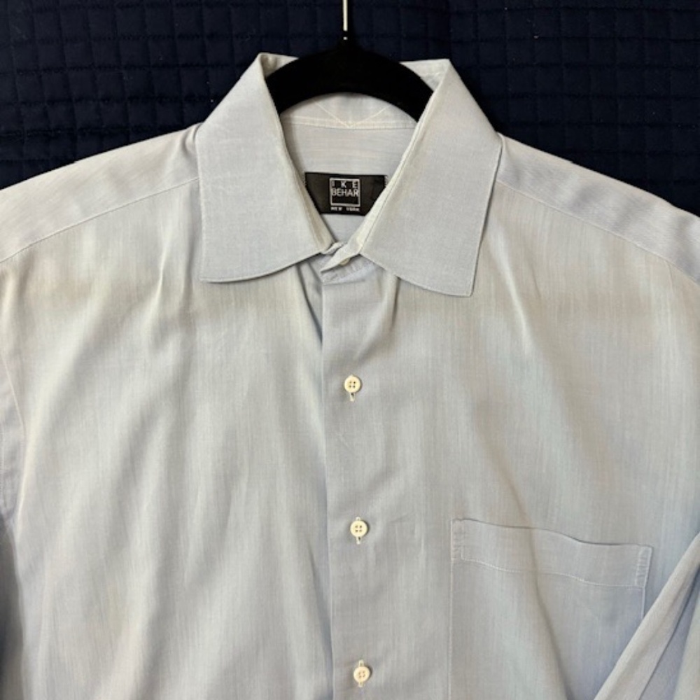 Ike Behar (Luxury Brand) Blue Collared Long Sleeve Dress Shirt Mens 15.5" 34"
